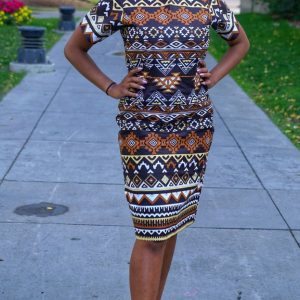 Ivie African Print Fitted Dress