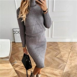Skirt Two-Piece Sweater Set - Classy Chic Fashion Boutique Calgary Canada